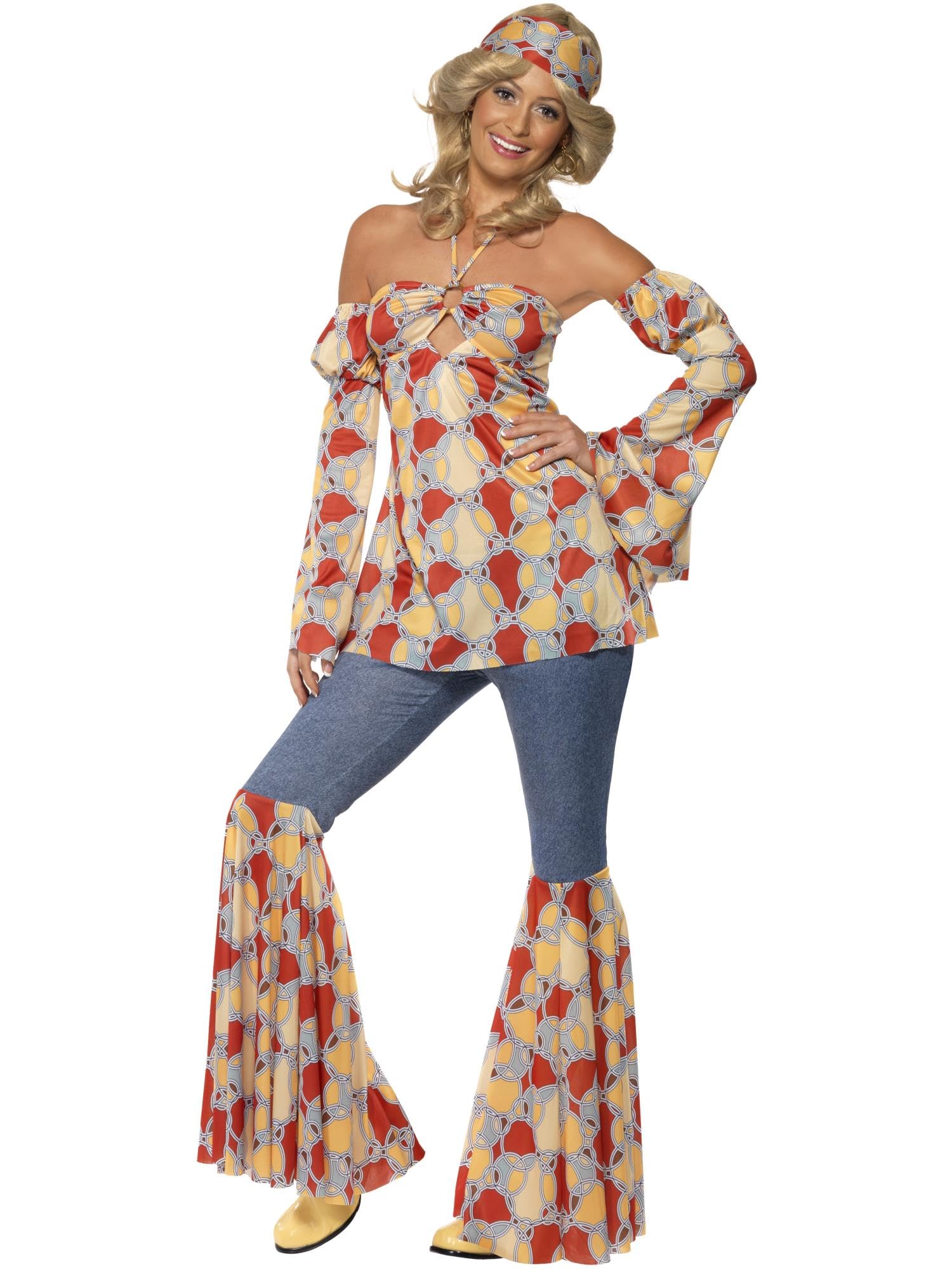 Smiffys Vintage Hippy 1970s Costume, Multi-colour, XL - UK Size 20-22