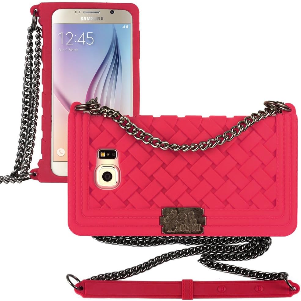 Galaxy Note 5 Case, Dressier Braid Purse Wallet Design Case for Samsung Galaxy Note 5 HOT PINK with Shoulder Chain Strap