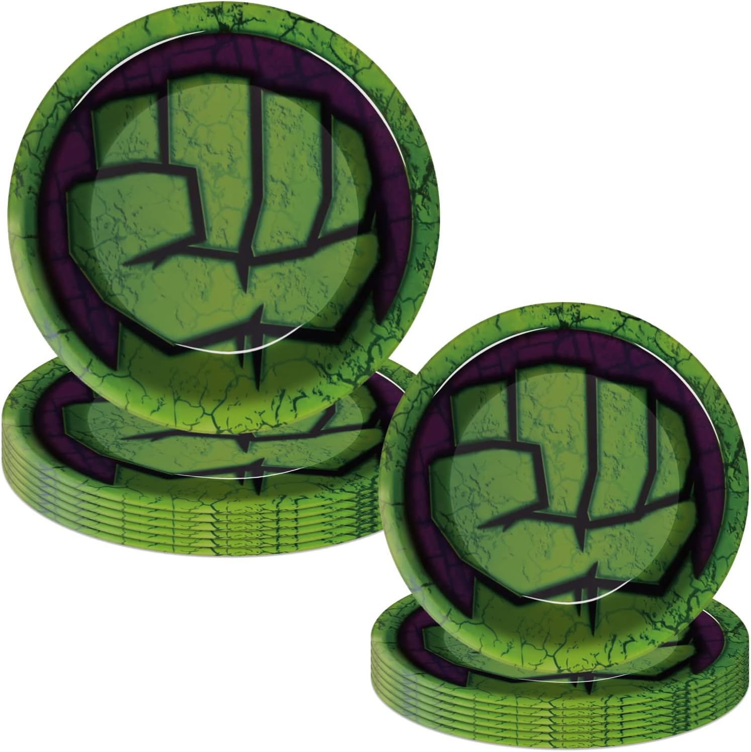 Nuwontun 32 Counts Hulk Paper Plates for Hulk Birthday