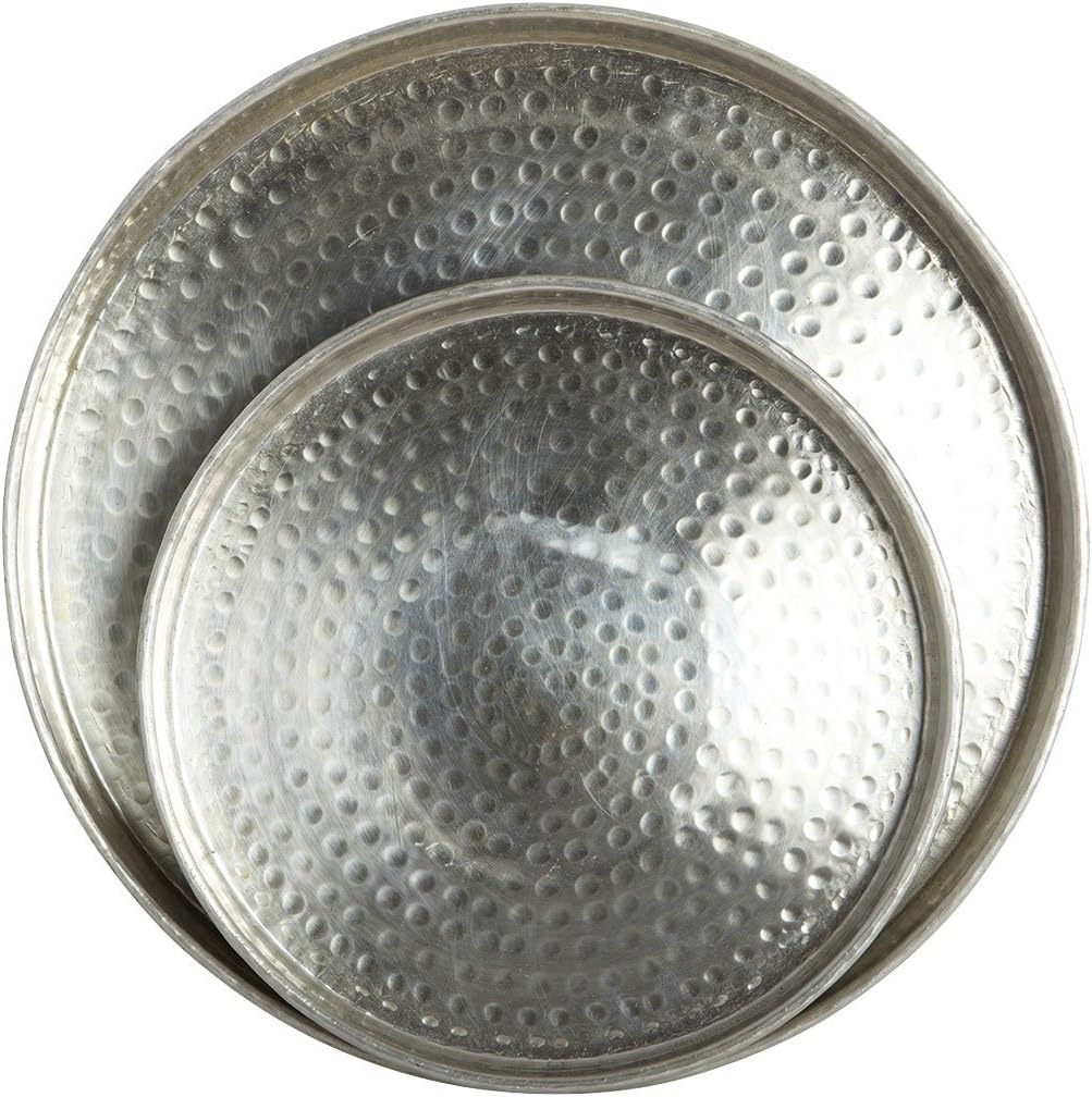 House Doctor Set of 2 EVY Trays, Dimensions: Diameter 30 cm, Height 3 cm, Diameter 43 cm, Height 4 cm, Oriental Moroccan Oriental Round Serving Tray, Tea Tray, Floral