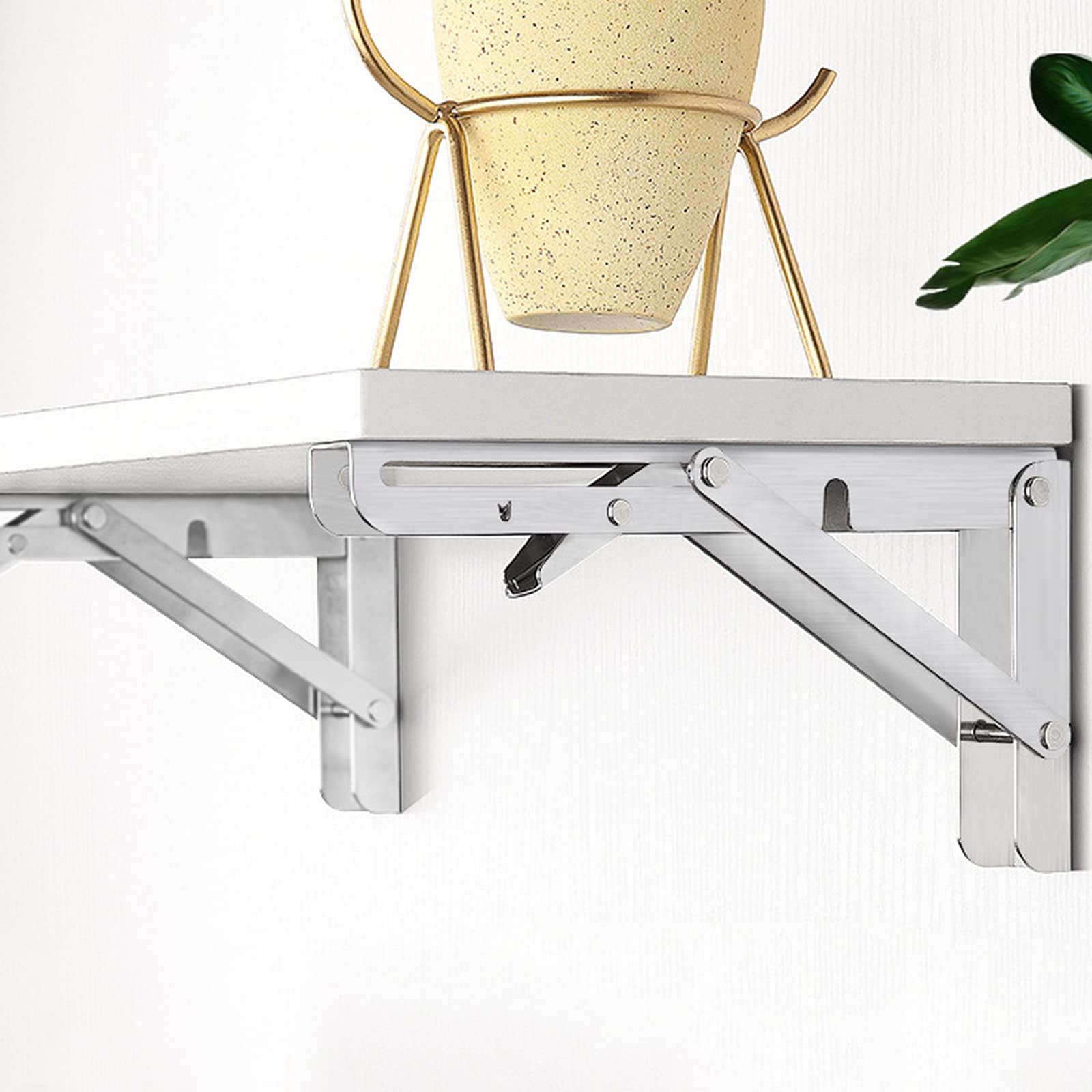 Staffe per mensole pieghevoli 4 PEZZI – Staffe da tavolo a parete resistenti, supporto per mensole pieghevole in acciaio inossidabile per banco da lavoro, scrivania, tavolo – 45 cm