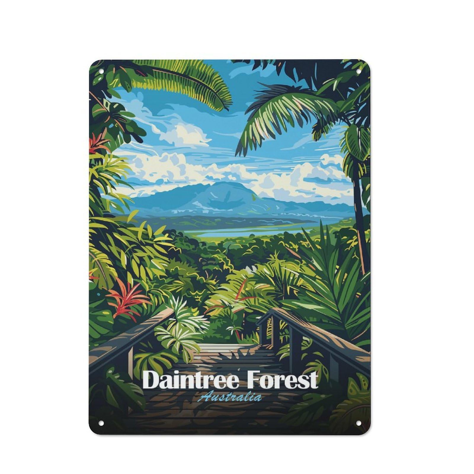 Junmoney Style-10 Daintree Forest, Australia Rustic Metal Sign 40X30cm For Garden Room Or Summerhouse, For Summerhouse Decorators