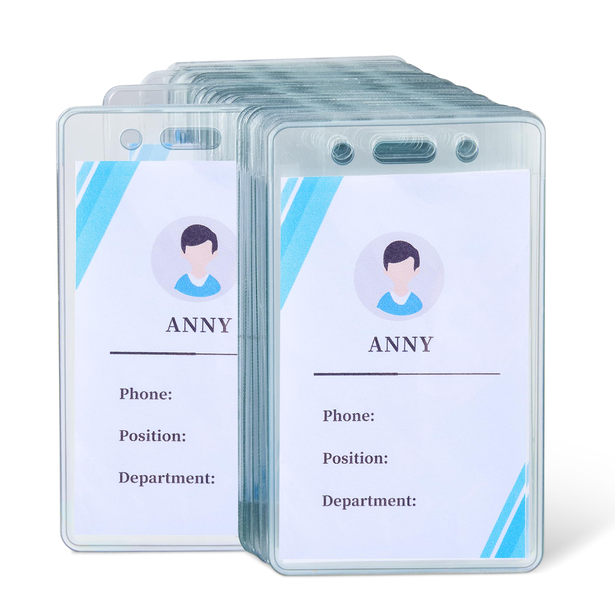 Amazon Basics Clear Name ID Badge Holder - Vertical (Pack of 50)