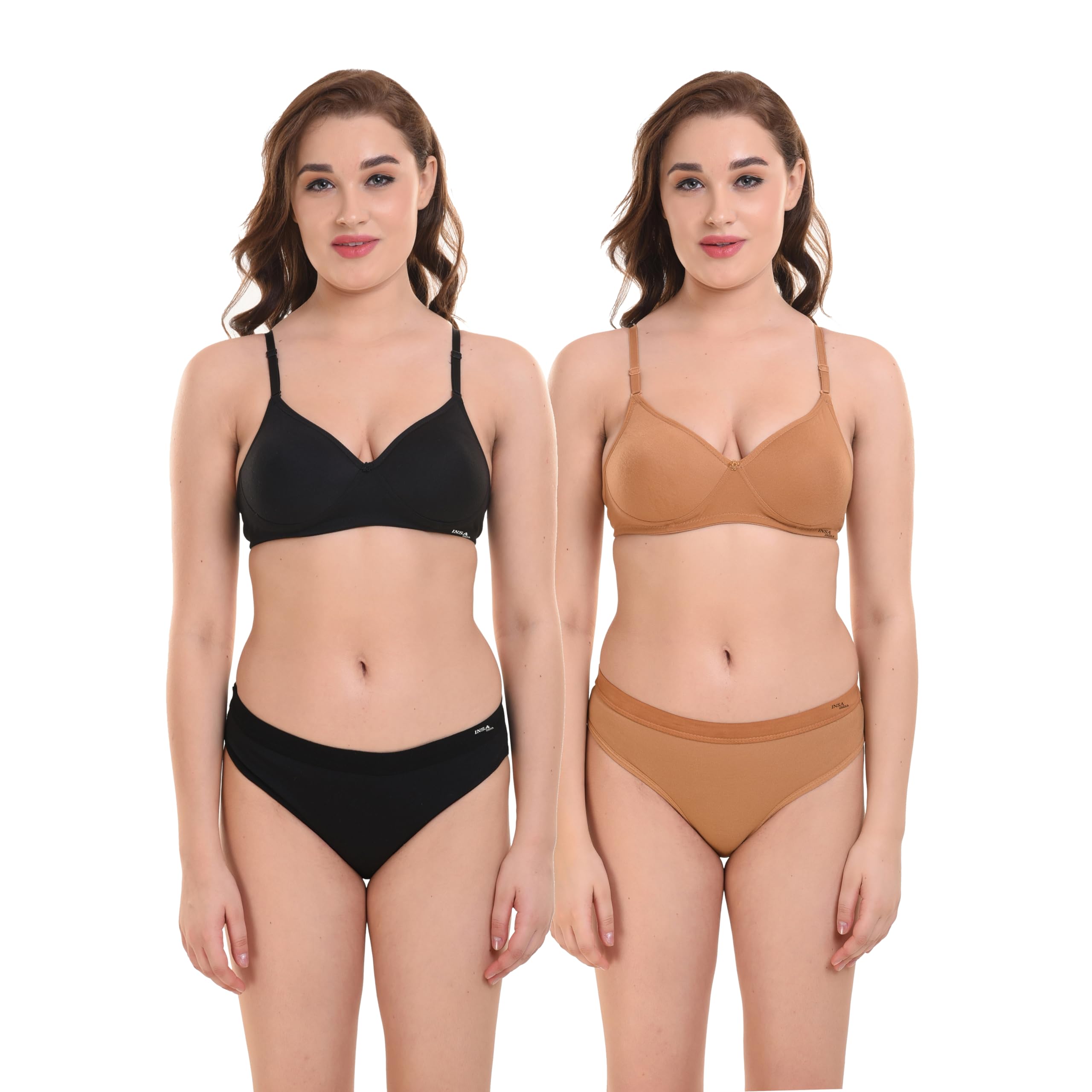 Push Up Light Padded Bra Panty Set,Women's & Girl's Lingerie Set Full Coverage, Adjustable Strap,B Cup, Removable Strap-image-9