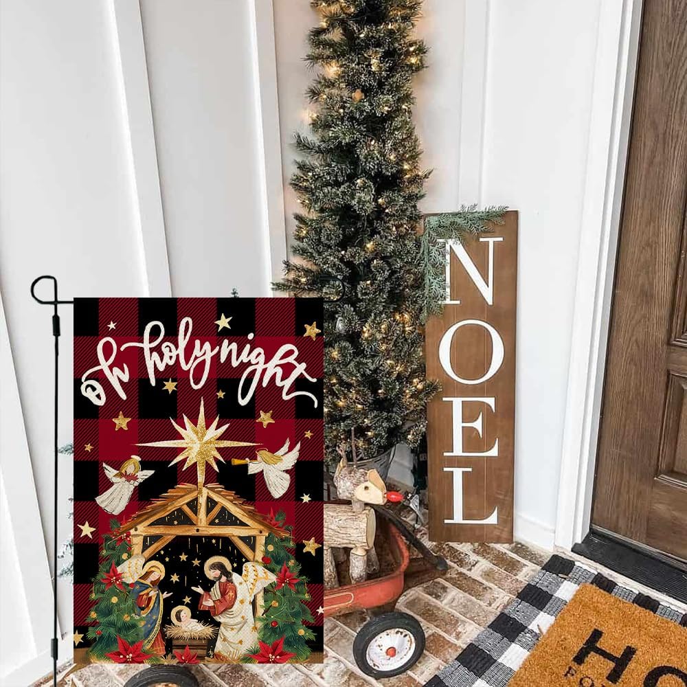 CROWNED BEAUTY Christmas Holy Night Garden Flag 12x18 Inch Double Sided Small Burlap Holiday Nativity Yard for Outside - Image 3