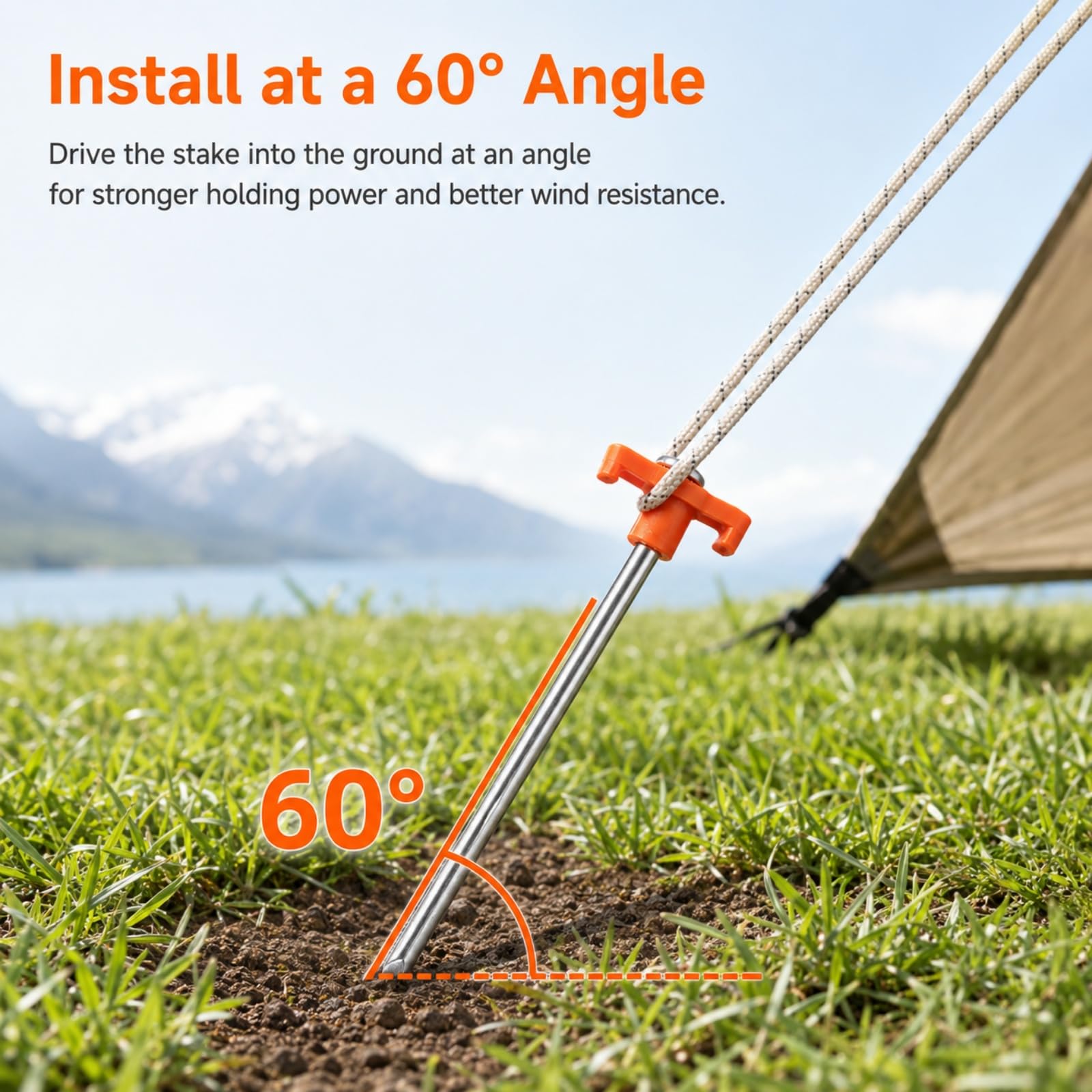 APACALI Lot de 40 piquets de tente en métal robustes de 25,4 cm - Piquets de tente en métal antirouille - Accessoires de camping pour camping, terrasse, jardin, auvents, prairie, extérieur