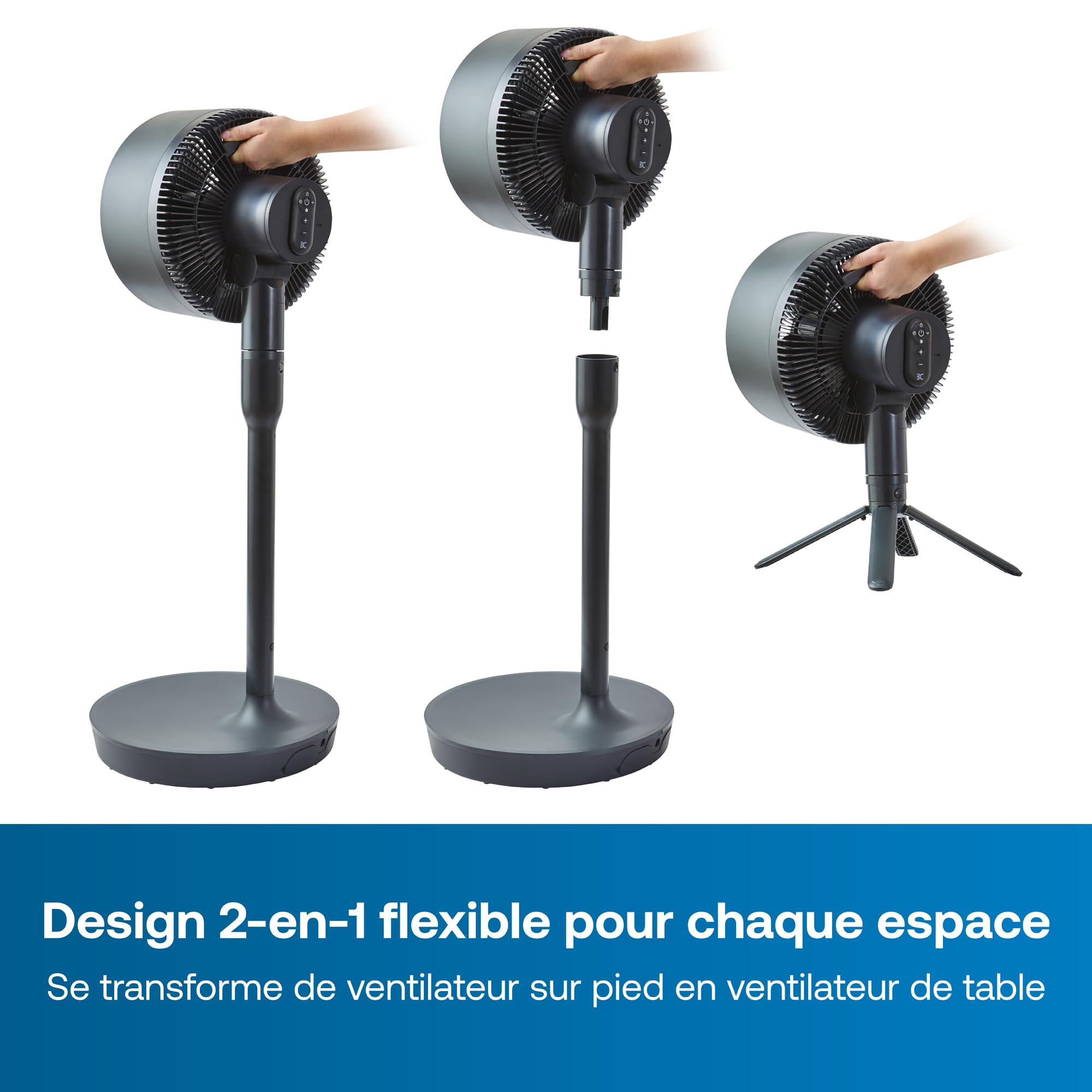 DIMPLEX DUOCOOL Smart Ventilateur sans Fil 2-en-1, Pied & Table, Batterie 45 h, 5 Vitesses + Turbo, 20 m, 36 dB, App, Google Home & Alexa, Télécommande, Noir