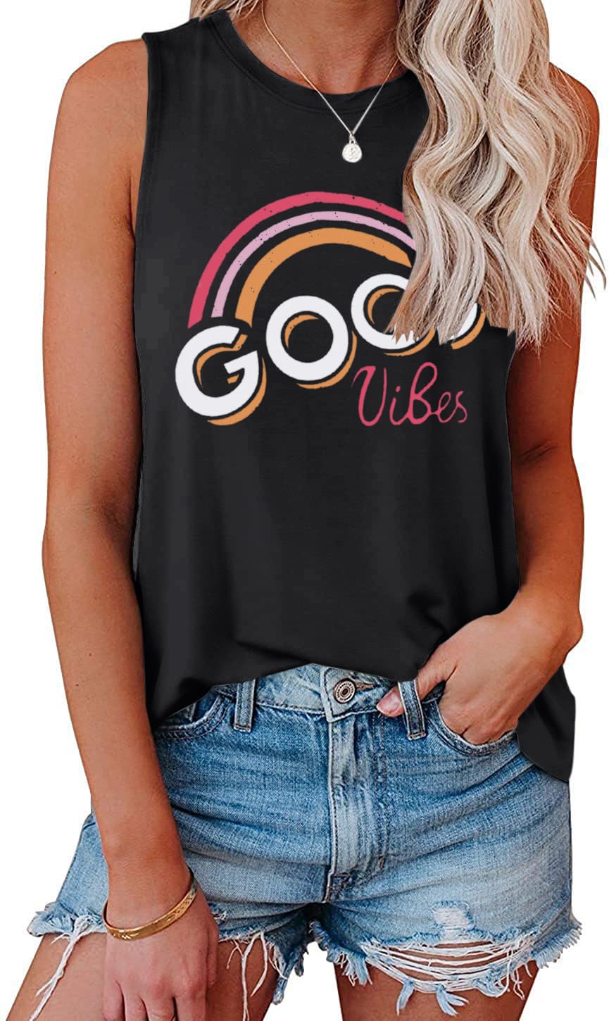 Cuptacc Tank Top Damen Sommer Tops Rundhals Drucken Ärmellose Tshirt Damen Locker