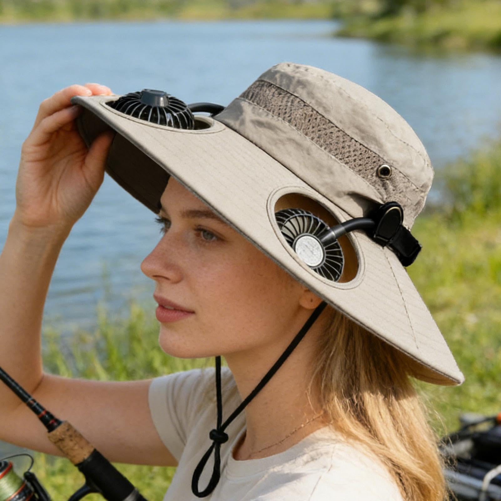 Cappello da trekking | Cappelli regolabili con ventole – Cappello da sole a tesa larga, per spiaggia, campeggio, escursionismo, pesca, giardinaggio, viaggi, corsa