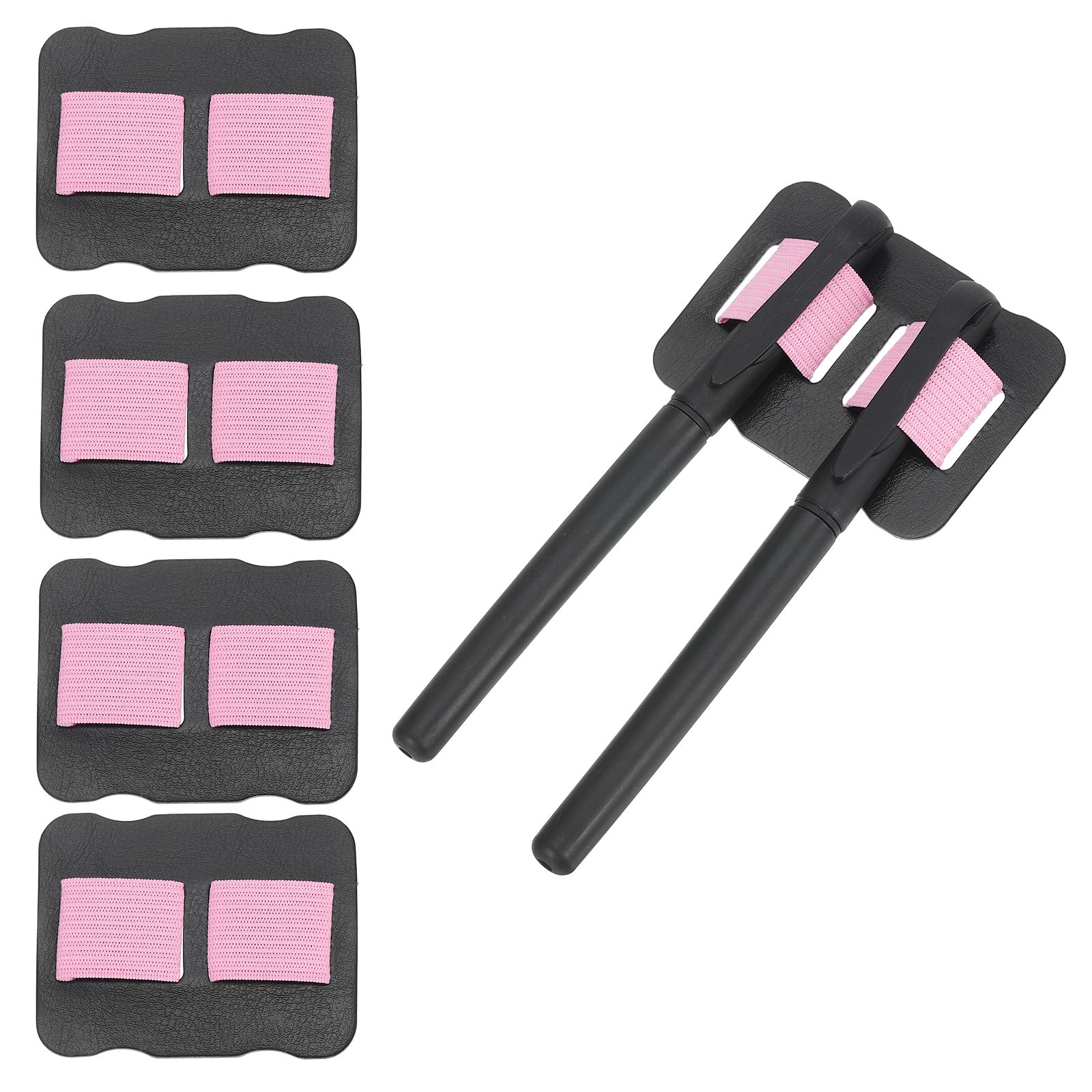 PATIKIL 4Pcs Pen Holder for Notebooks, Self-Adhesive Elastic Pencil Holder Double Pen Loop Ultra-Thin Leather Design for Planner Clipboard Journal Calendar Office Accessories, Pink