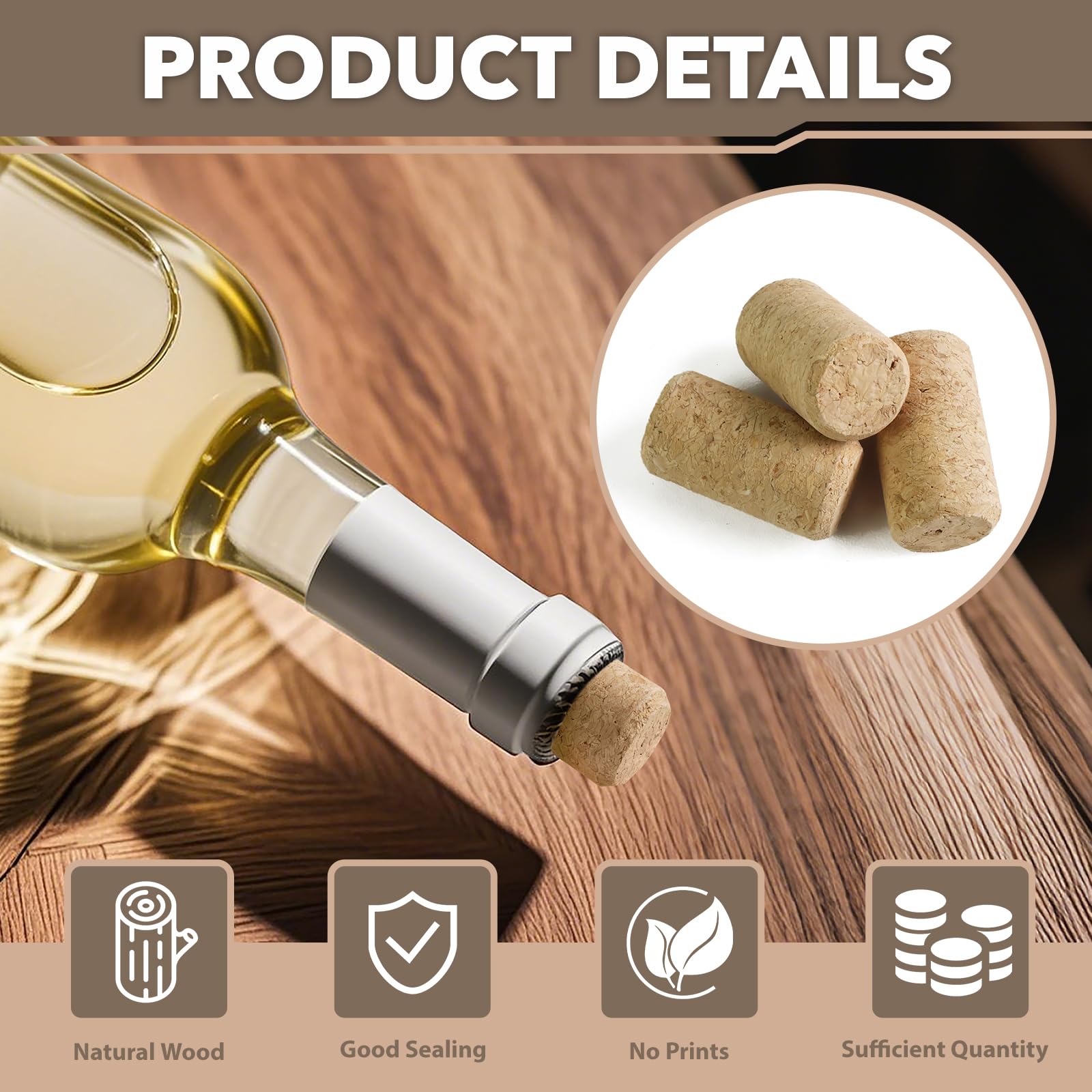 50 Pièces Bouchons en Liège 21x40mm,Bouchons en Liège Naturel Bouchon Bois Bouchon Liege Bouteille Vin,Bouchon Bouteille pour Vin,Bière et le Bricolage - 4