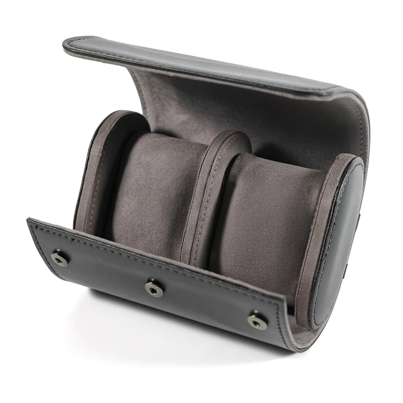 Estuche con Triple Compartimentos Cilíndrico Organizador Relojes Viaje Portátil Caja Organizadora para Viajes, Azul