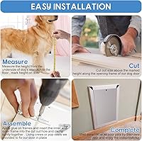 Vista 6 de Puerta grande para perro, puerta de aluminio resistente a la intemperie con cierre automático, paneles dobles fáciles de instalar, puerta