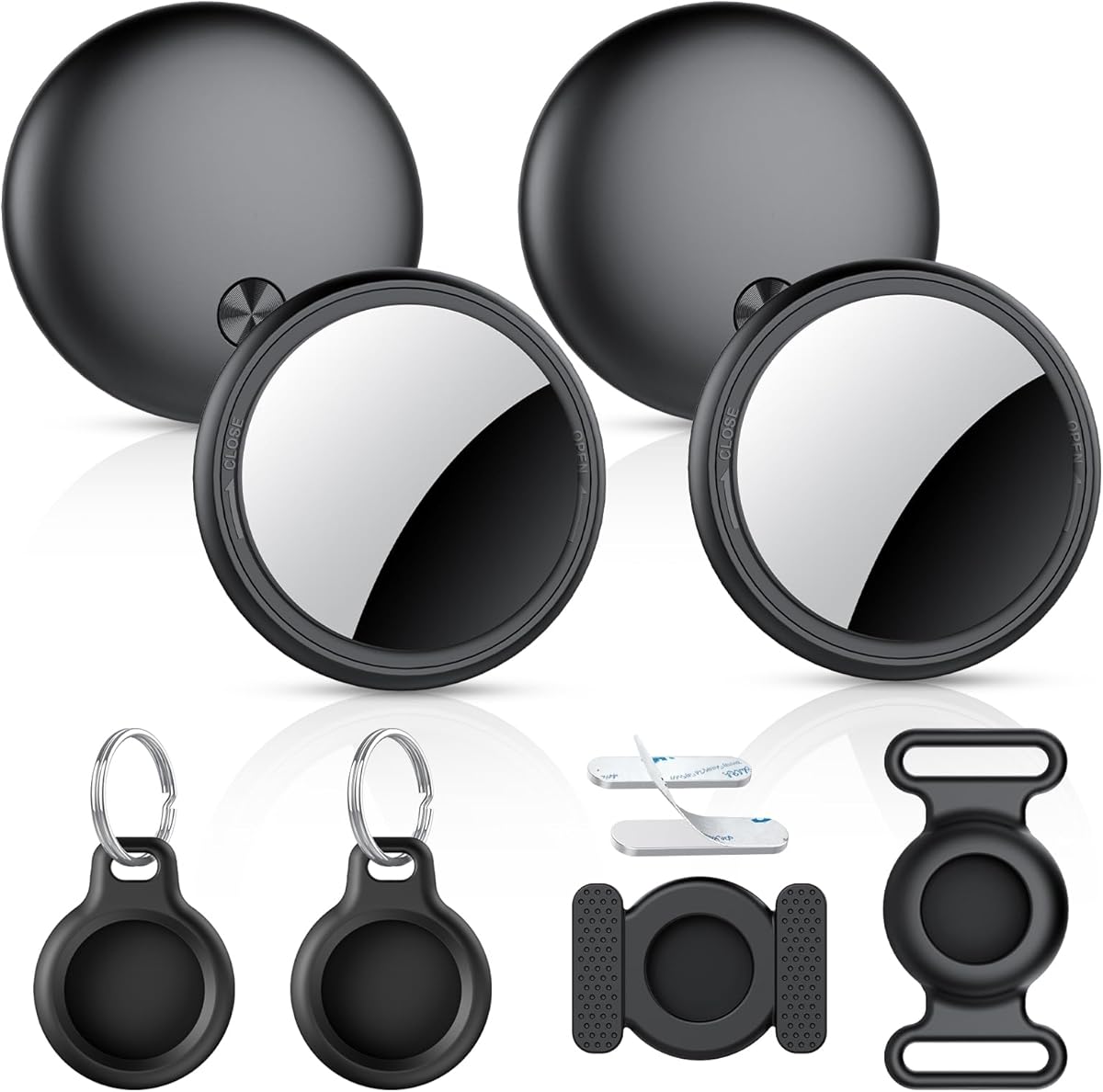 Air Tracker Tags-4 Pack, 2025 New [Apple MFi Certified], Bluetooth Tracker Work with Apple Find My (iOS Only), Replaceable Battery Last 2 Years,Item Finder for Luggage/Key/Suitcase,with Diverse Holder