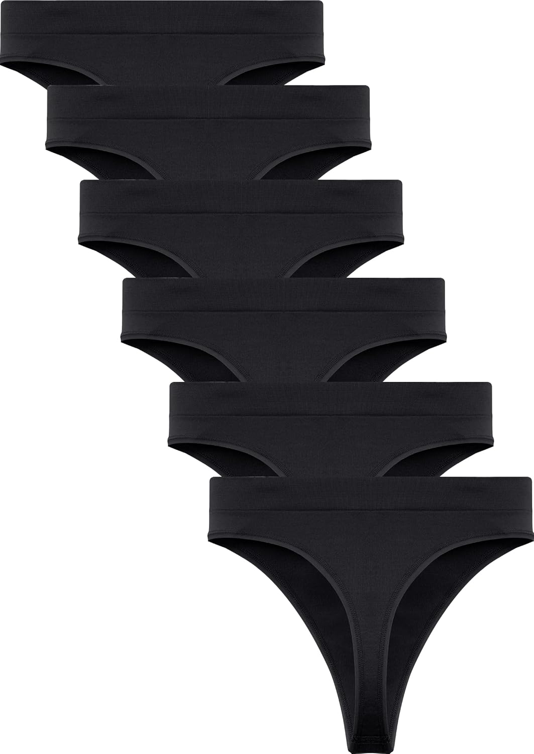 Womens Underwear Breathable Seamless Thongs 6 Pack Comfortable No Show High Waisted Thong Tangas Panties - Image 2