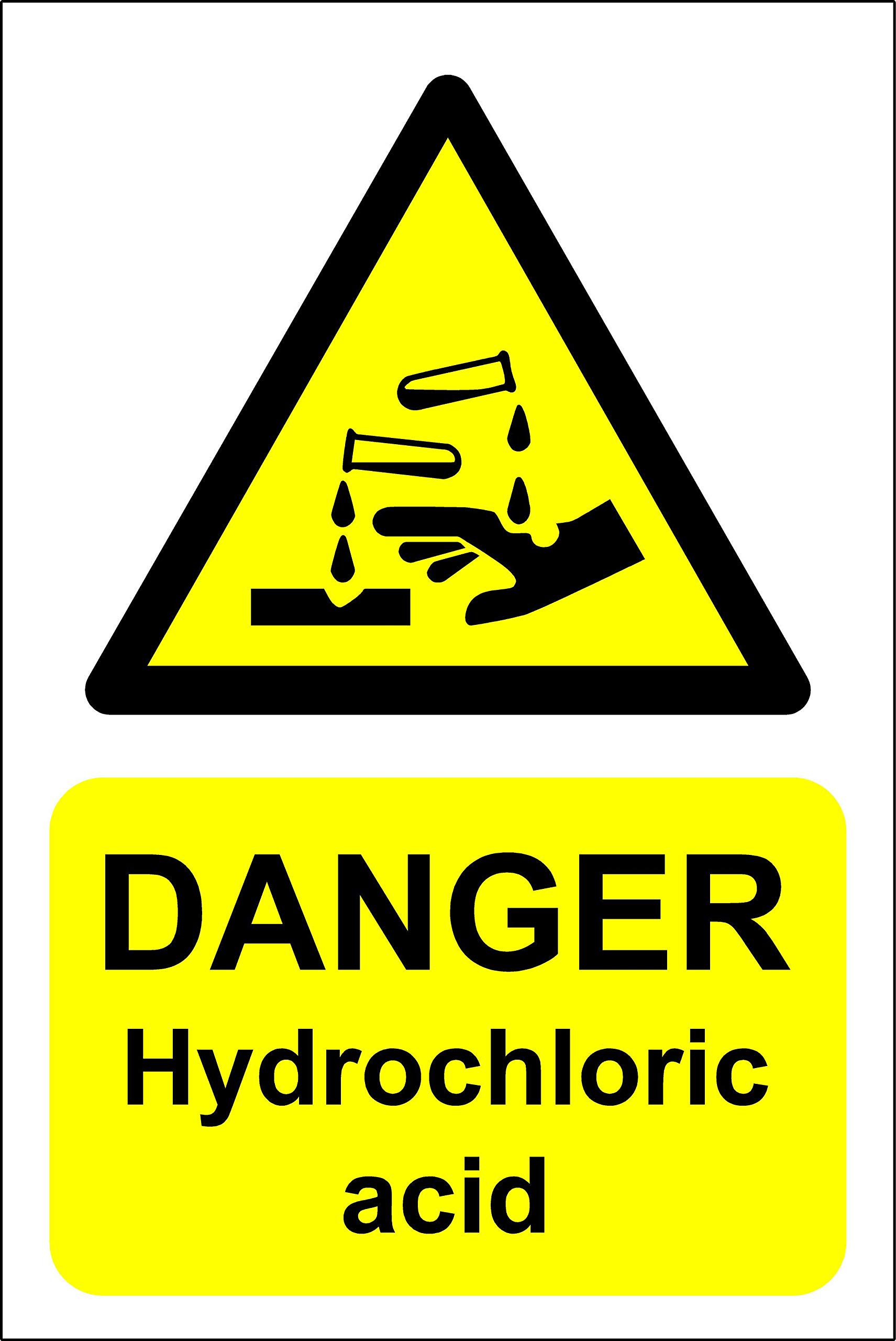 Kpcm Display Ltd Danger Hydrochloric Acid Safety Sign - Self Adhesive Sticker 300Mm X 200Mm