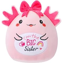 Big Sister Pink Axolotl Plush - Im the Big Sister Salamander Stuffed Animal for Girls Perfect Christmas New Baby Announcement Sibling Gift Ideas 9 Inch