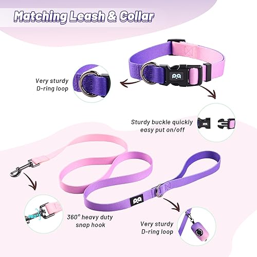 Miniatura 5 de Combo de arnés para perro y correa, chaleco ajustable sin tirones, lindo para cachorros pequeños, medianos y niñas, machos con soporte para bolsa de