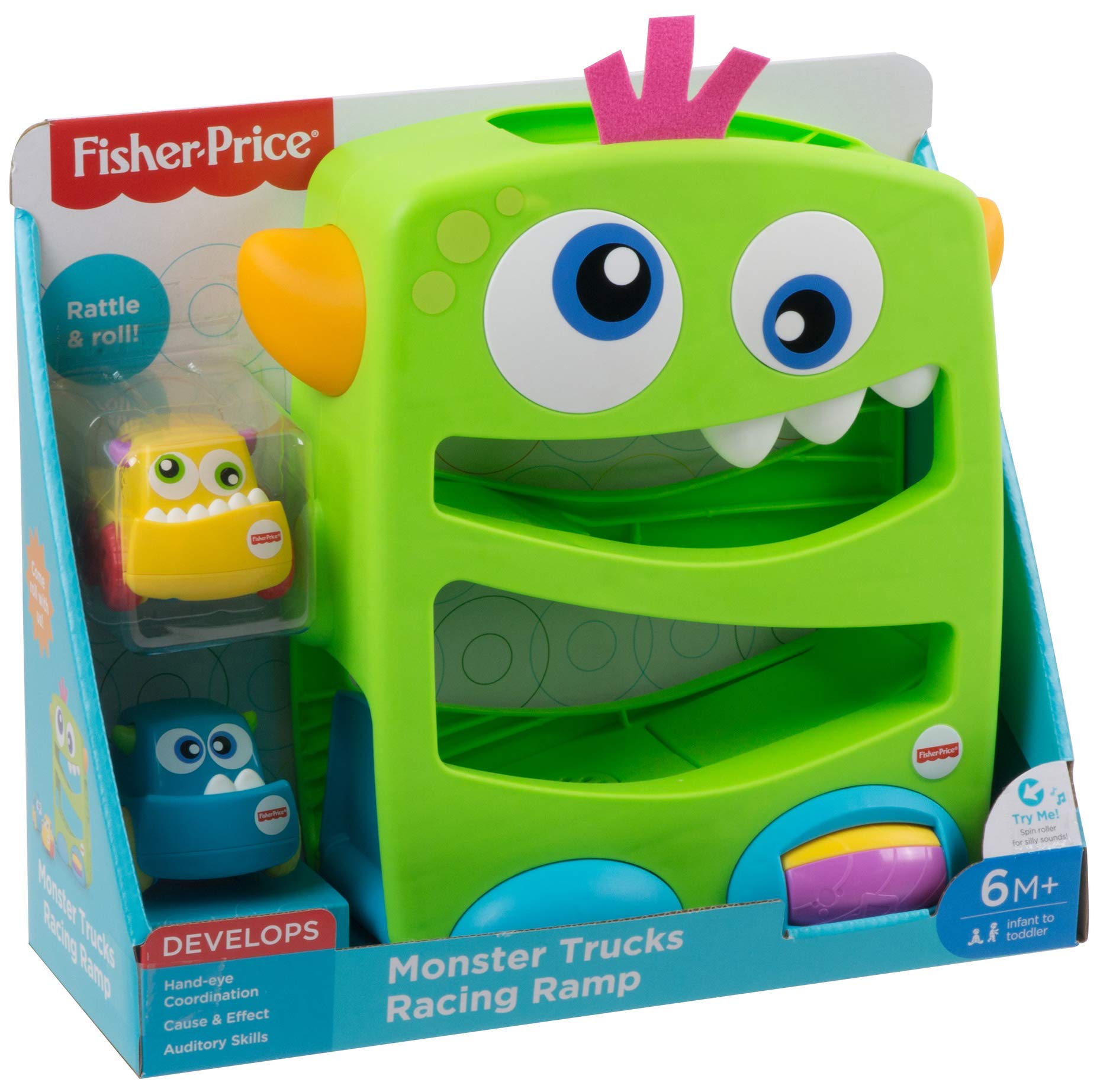 Fisher-Price - Mostriciattolo con Rampa e Veicoli, Giocattolo per Bambini 6+ Mesi, FYL40