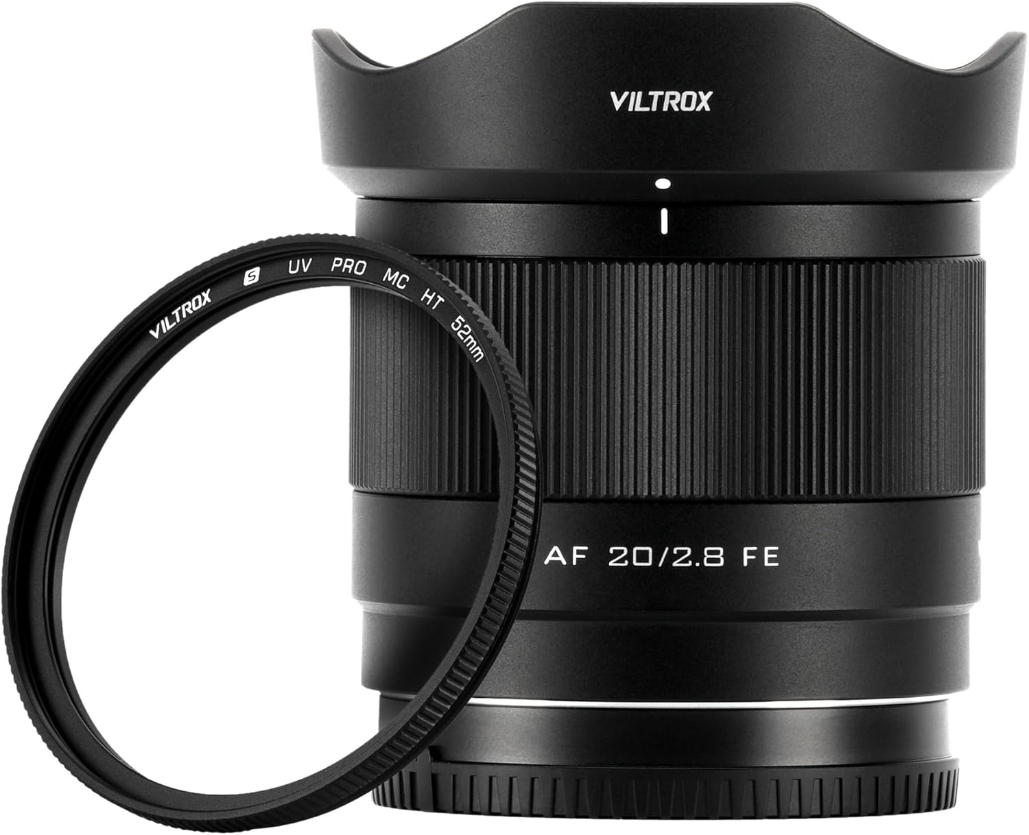 VILTROX AF 20mm F2.8 E-Mount Lens with 52mm UV filter and lens hood