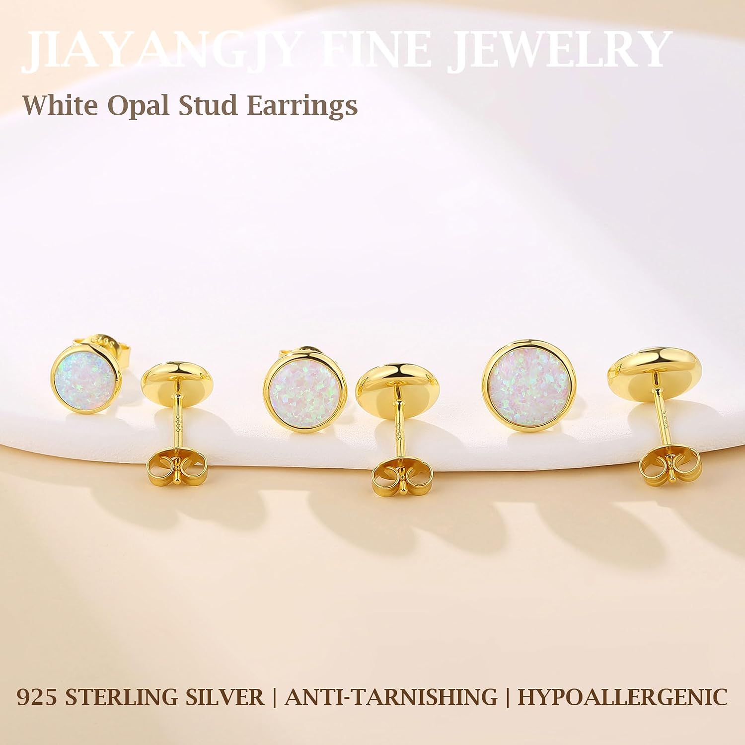 925 Sterling Silver Opal Stud Earrings for Women image 3