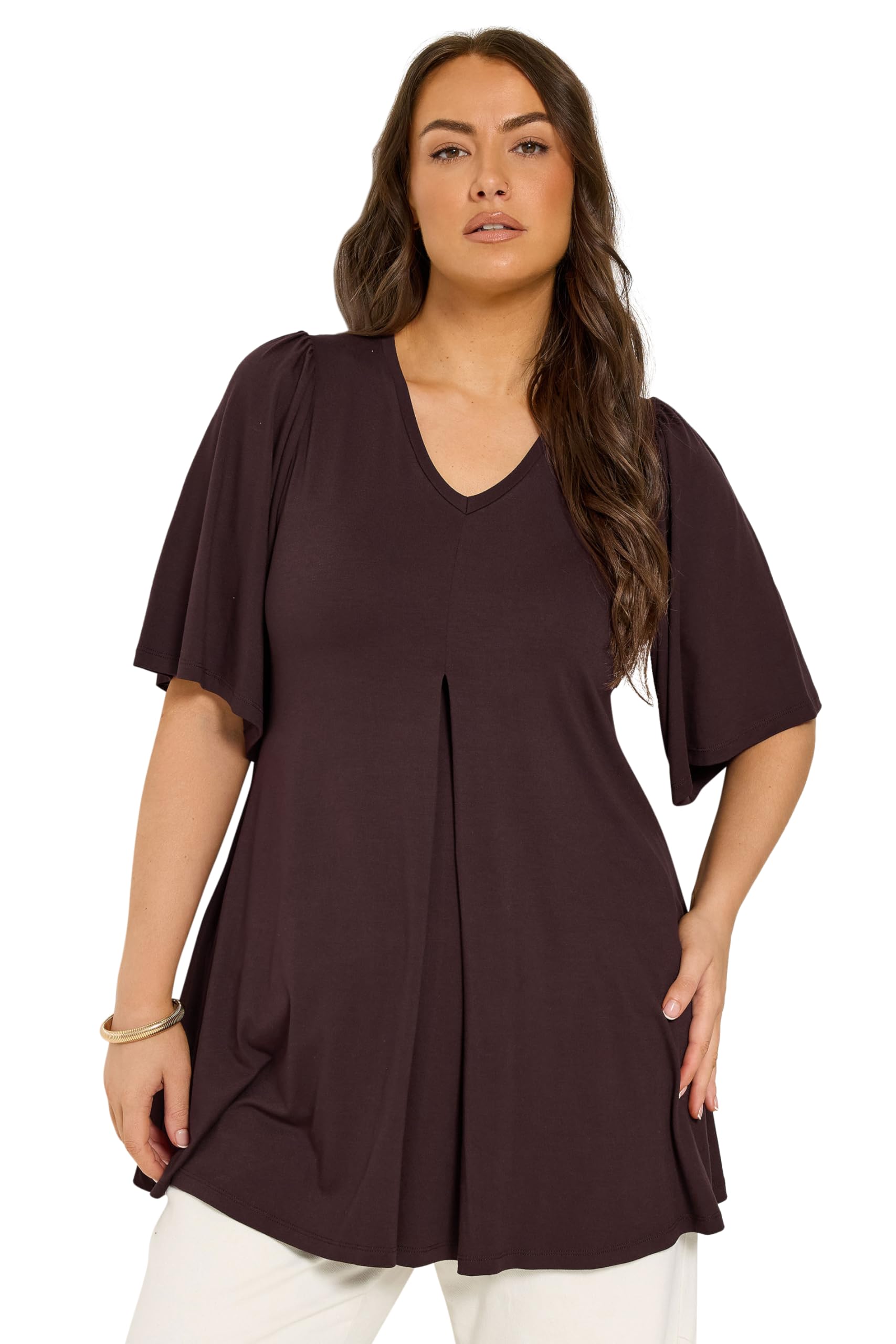 Yours Women's Chocolate Pleat Front Top In | : Size 16