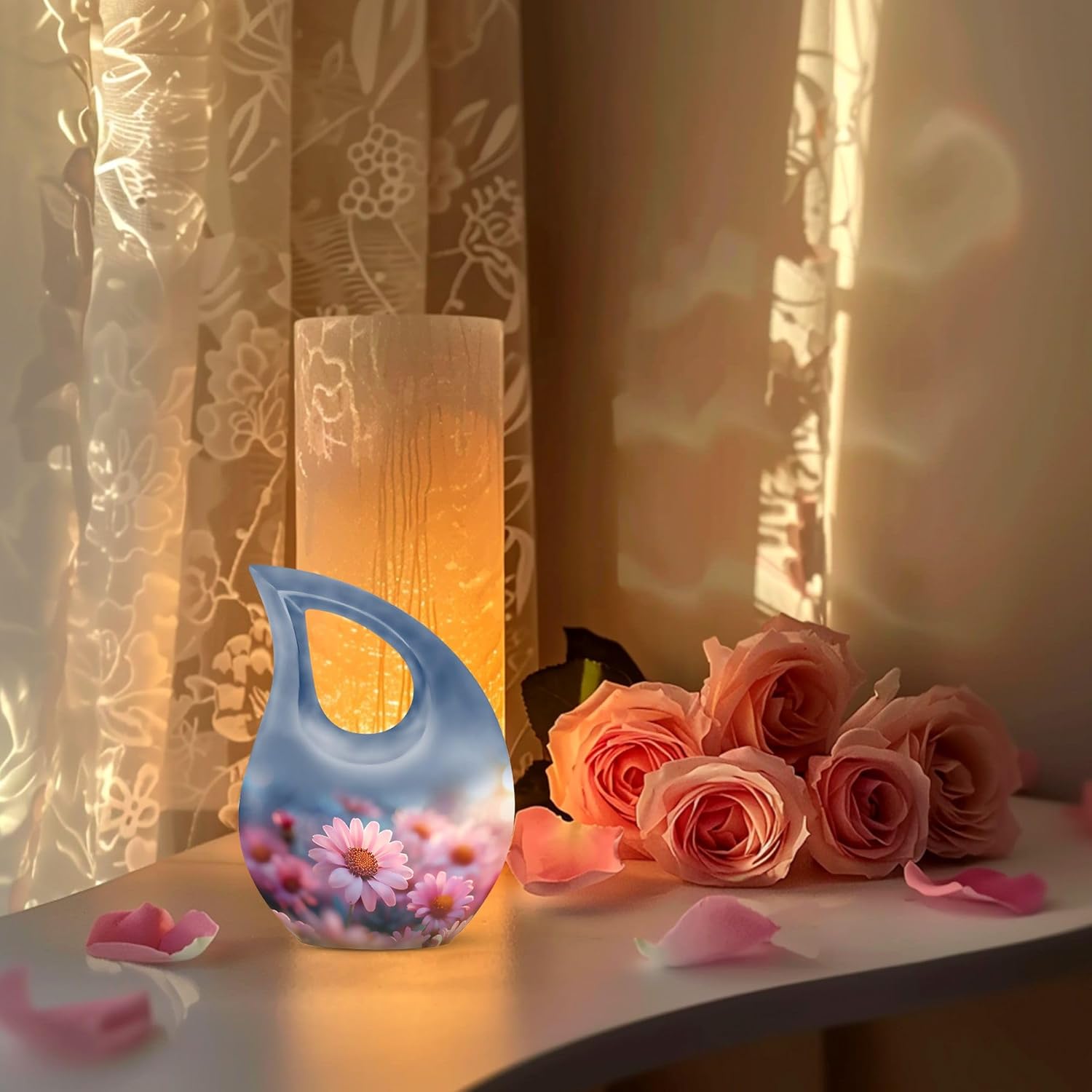 The Blush of Blooms Urn - Memorial Urns for Human Ashes - Urn for Human Ashes Adult Women & Men - Urns for Ashes - Urns Human Ashes, urns for Adult Male(Size - 4inch, 1Pcs)