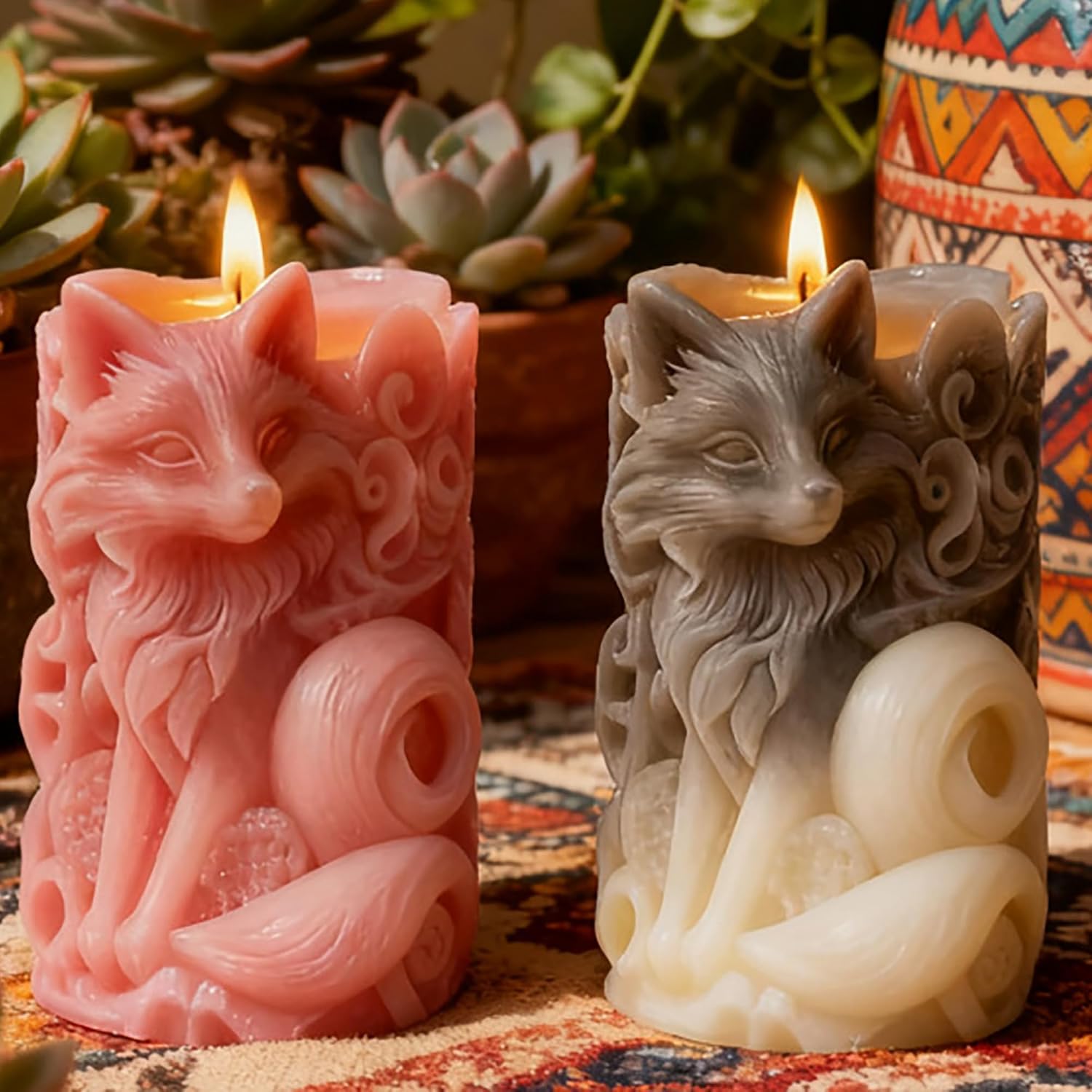 Large Tail Fox Cylinder Molds Silicone Wave Spiral Candle Mold - Silicone Resin Casting Molds for Candle & Resin & Soap Craft Supplies