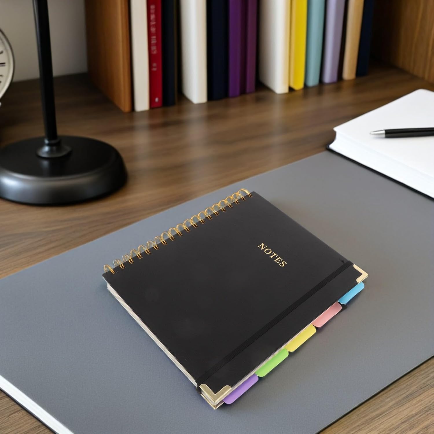 JOINPAYA Spiral Bound Pu Leather Notebook A5 Money Planner Organizer with College Ruled Pages Budget Tracker Journal for Office Students Travel Black