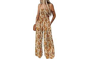 Women's Casual Loose Printed Jumpsuits with Pockets