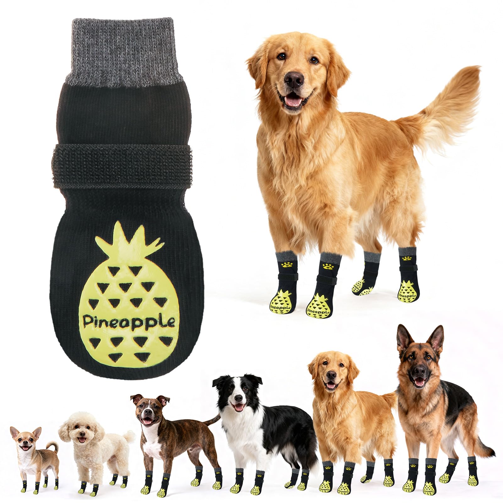 BEAUTYZOO Anti Slip Dog Socks to Prevent Licking Paws, Dog Shoes for Cold Winter Snow, Double Sides Dog Boots & Paw Protectors Booties for Hardwood Floors with Grippers Large Medium Small Senior Dogs