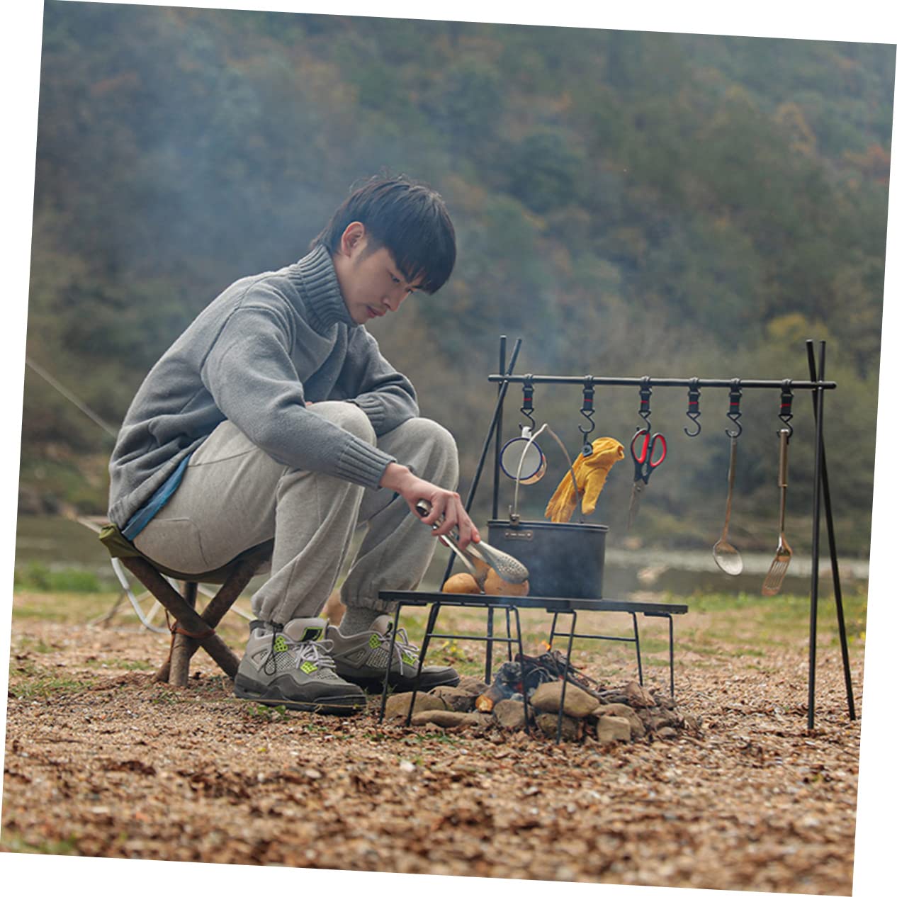Abaodam 3 Pezzi Sgabello Da Pesca Portatile Sgabello Da Campo Imbottito Posto a Sedere Pieghevole Sgabelli Panno Per Sgabello Da Campeggio Strumento Di Pesca Alto Piccolo Green Nylon