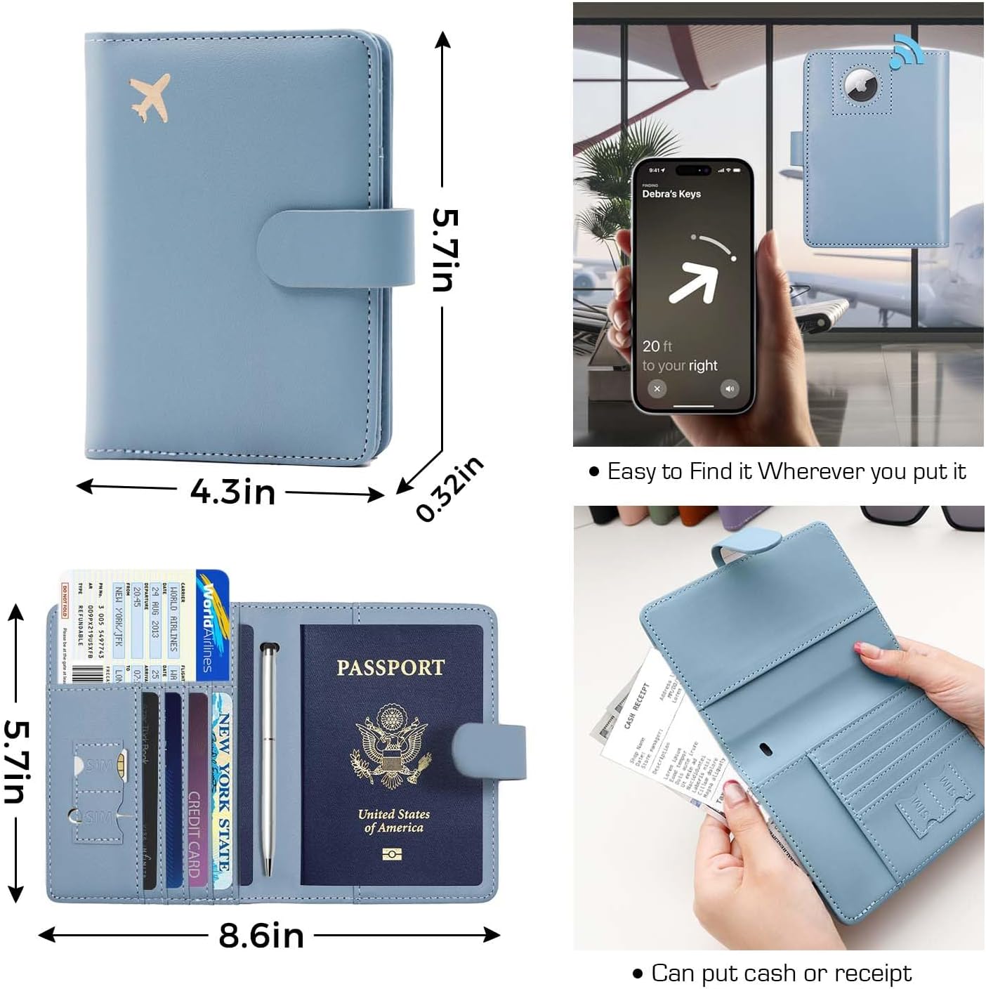 Melsbrinna Premium Leather Passport Holder Covers Case, Waterproof Rfid Blocking Travel Wallet Passport Holder with Pen Holder, Cute Passport Book for Women/Men - Image 3