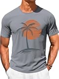 Runcati Mens Short Sleeve T-Shirts Crew Neck Casual Shirt Summer Beach Palm Tree Vintage Hawaiian Tees