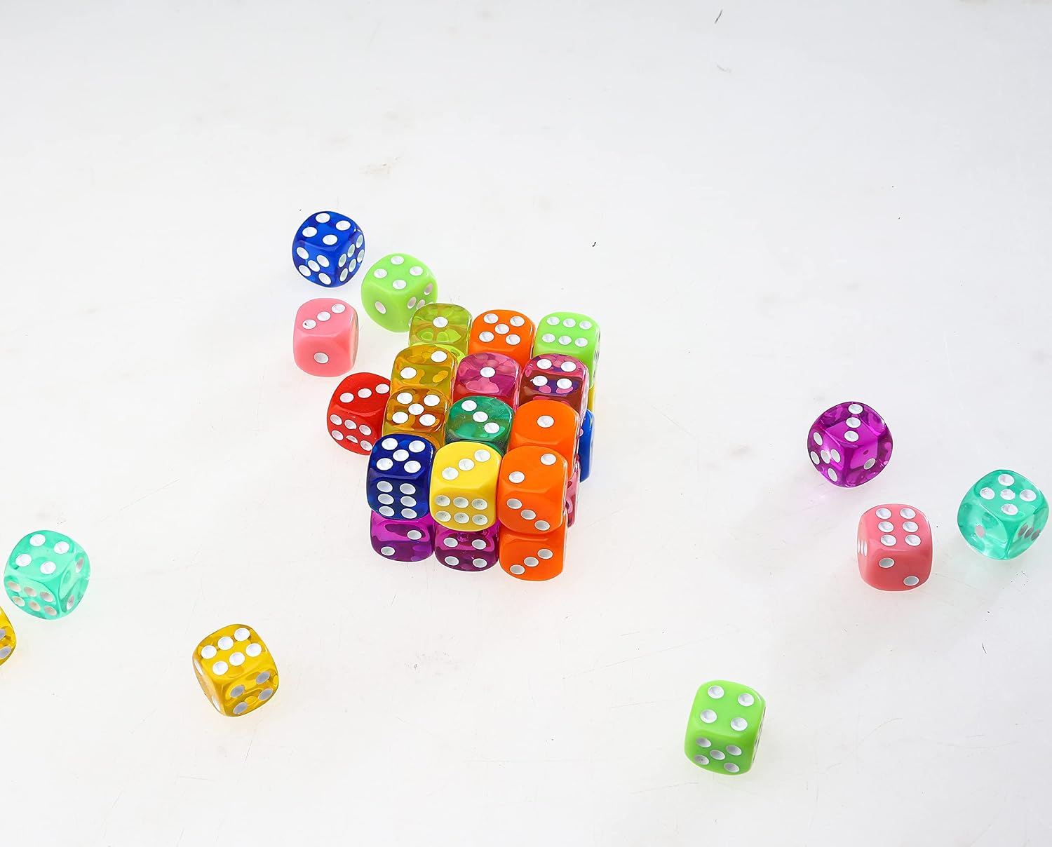 120 Pieces 6 Sided Dice Set Translucent & Solid Games Dice Set, Colored Dice with Free a Black Velvet Pouches for Playing Games, Like Board Games, Dice Games, Math Games, Party Favors and More (16 mm)