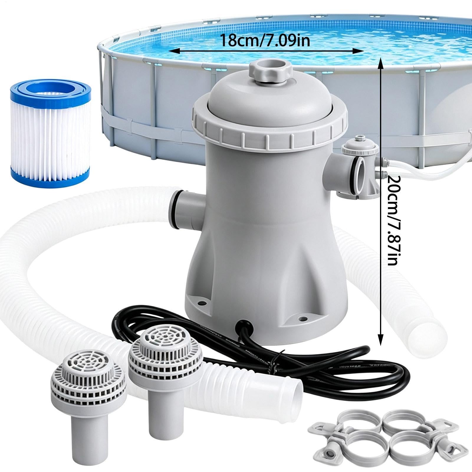 Bomba Piscina Filtro Cartucho Y Circulación De Agua | Bomba Filtro Para Piscinas Para Exteriores Al Aire Libre Patio Estanque Jardín Trasero Fuente De Temporada Y Estacional