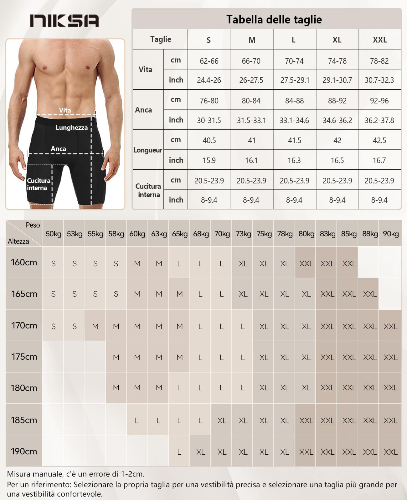 Niksa Uomo Pantaloncini Fitness Pantaloni Corta Compressione Leggings 3 Pezzi,Compression Baselayer Shorts Sportivi Pantaloncini da Fitness Pantaloni Jogging Running