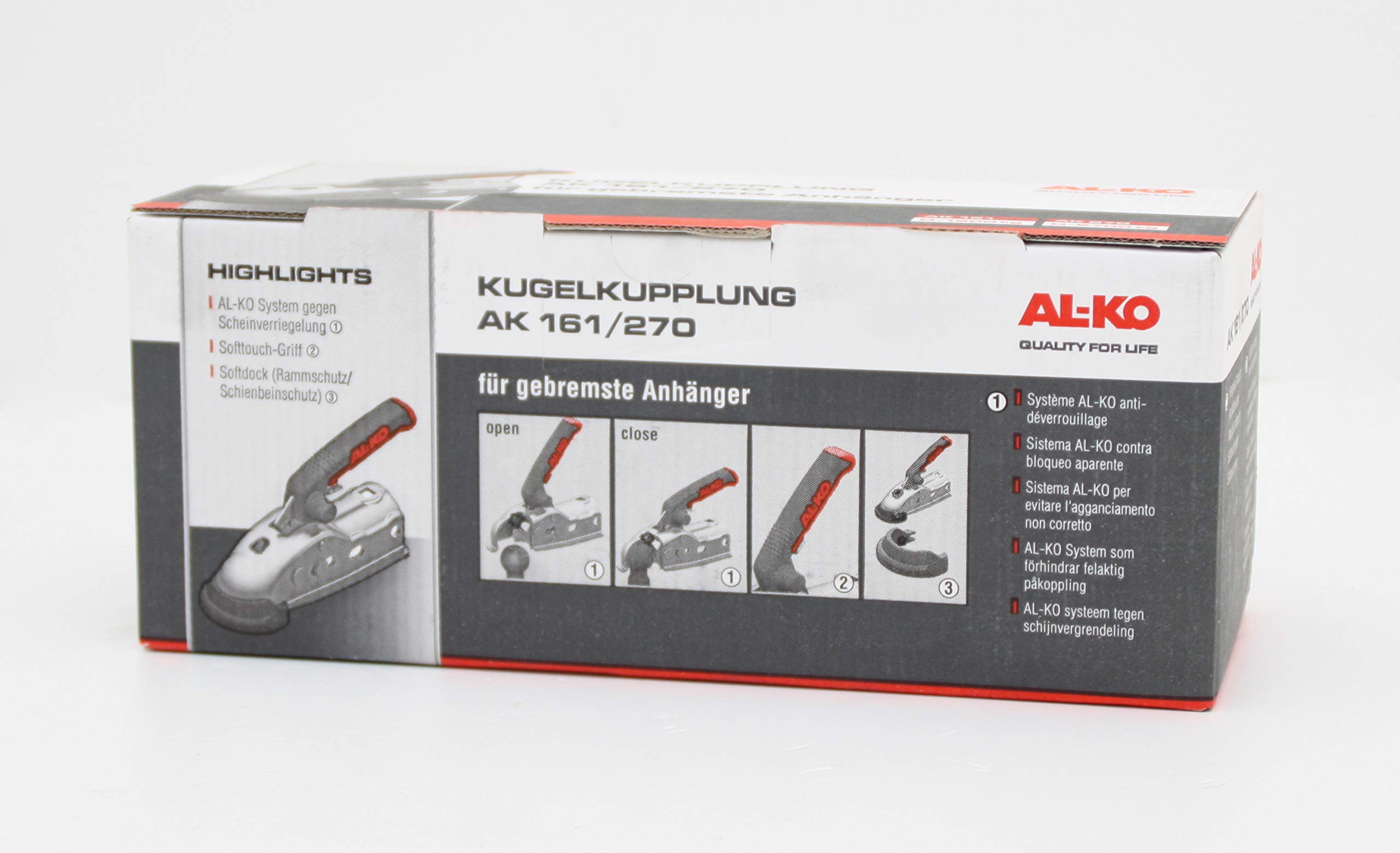 p4U AL-KO 1730218 - Giunto a sfera AK 161, rimorchio 1600 kg, Soft Dock 50, 45, 35 mm, per AK 160