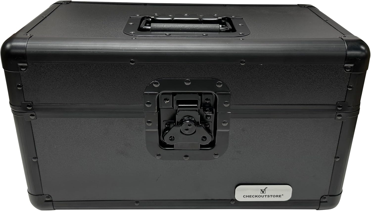 CheckOutStore Black Aluminum 7" 45 RPM Record Storage Box (Holds Up to 200 Records)