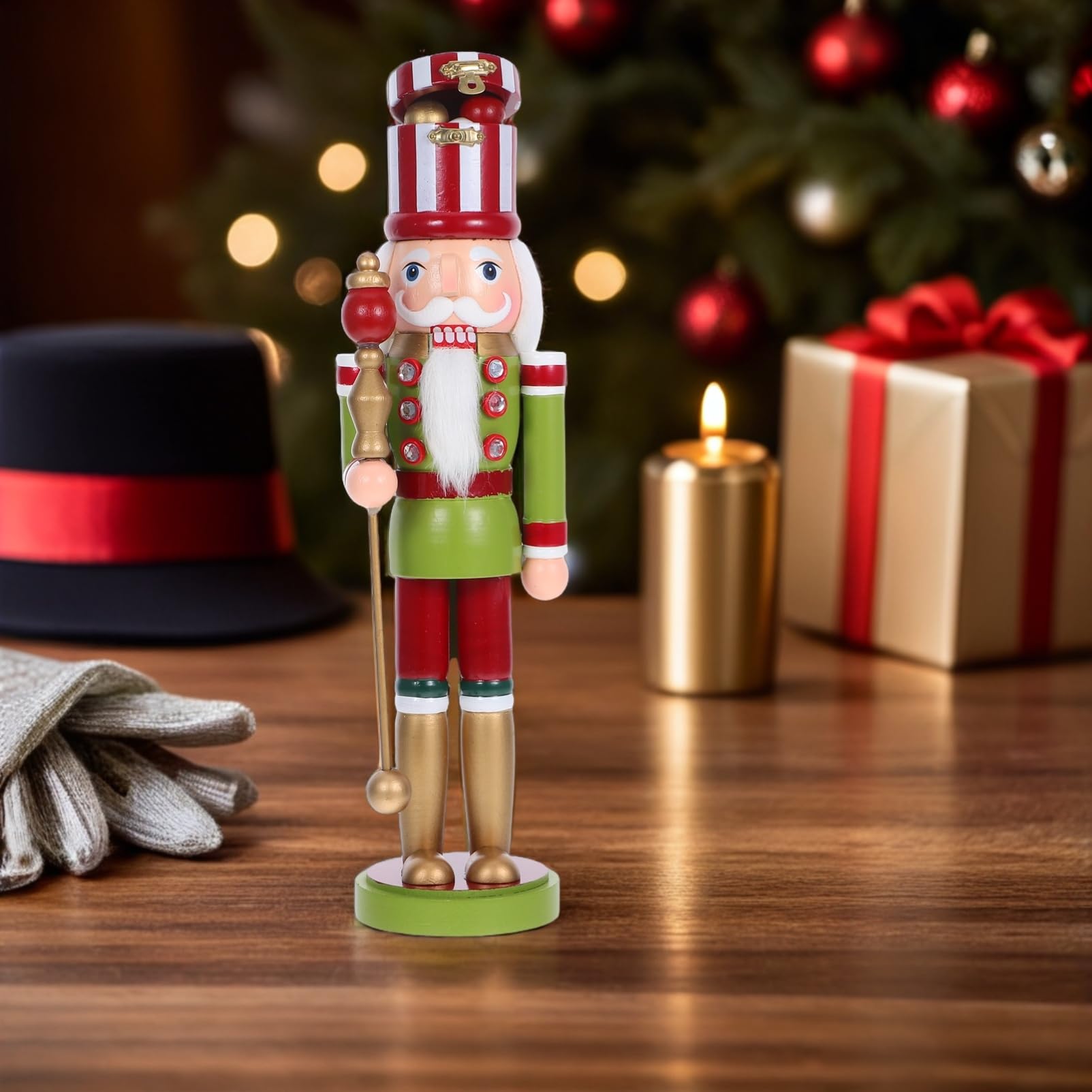 Cabilock Nussknacker-Soldat aus Holz als Weihnachtsdeko Traditionelle Tisch-Dekoration für Fensterbrett oder Kaminsims Festliches Party-aktionsfigur