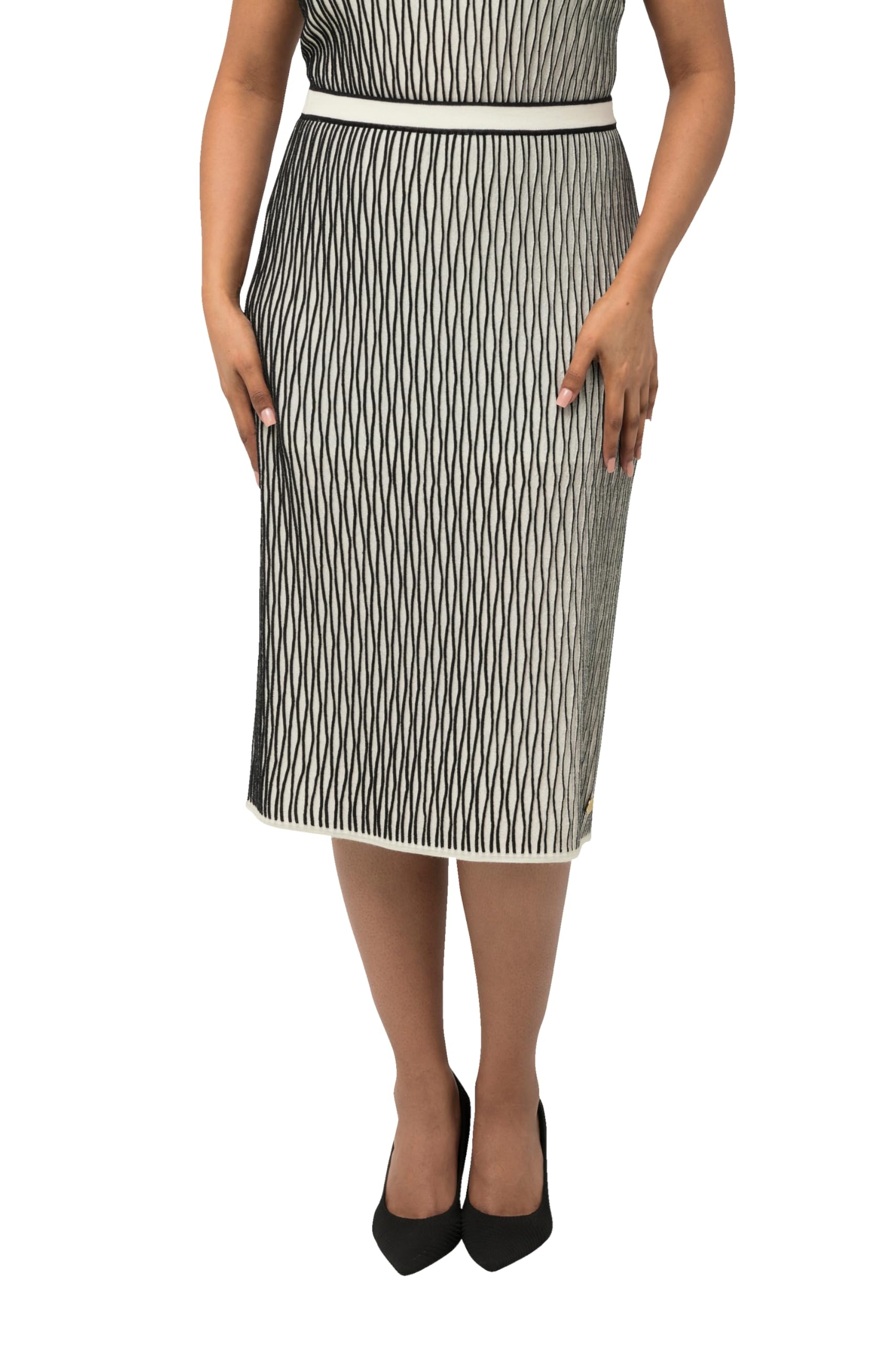 Ulla Popken Damen große Größen Übergrößen Plus Size Strickrock, Wollmix, 3D-Struktur, Elastikbund 831994