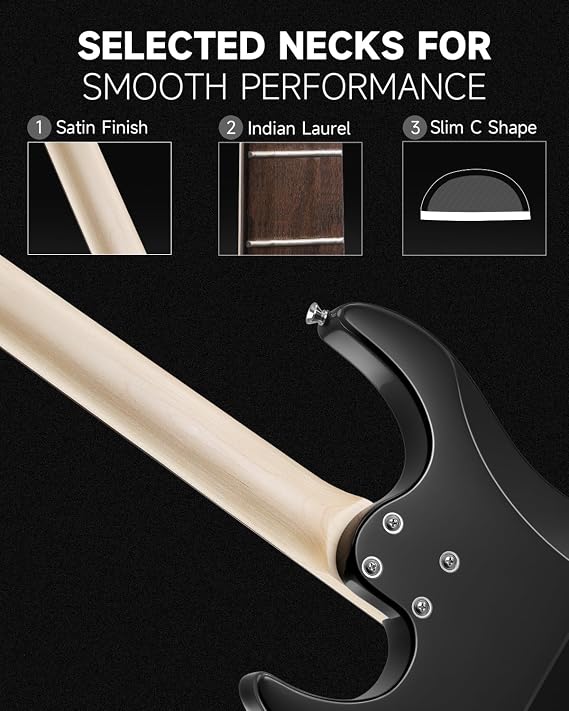 Donner DMT-66 Solid Body Electric Guitar Kit for Beginners, Full Size 39 Electric Guitar with HSS Pickups, Poplar Body, Maple Neck, Starter Guitar with Gig Bag, Strap, Whammy Bar, Wrench, Black