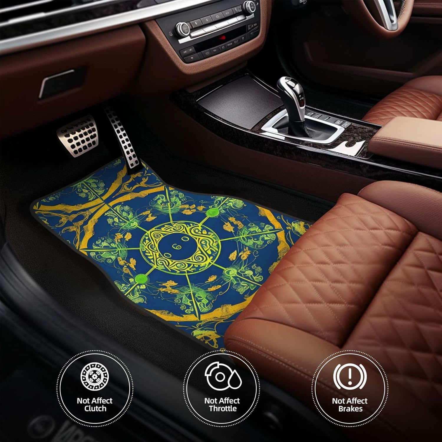 Yin Yang Totem Patterned car mats 4-piece set | For cars/SUVs/trucks | Firm fit without displacement