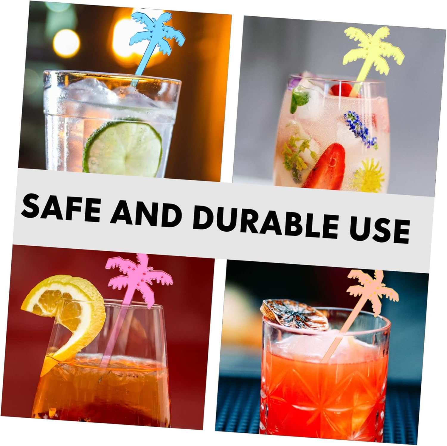 50Pcs Coconut Tree Swizzle Sticks, Plastic Cocktail Stirrers for Bar