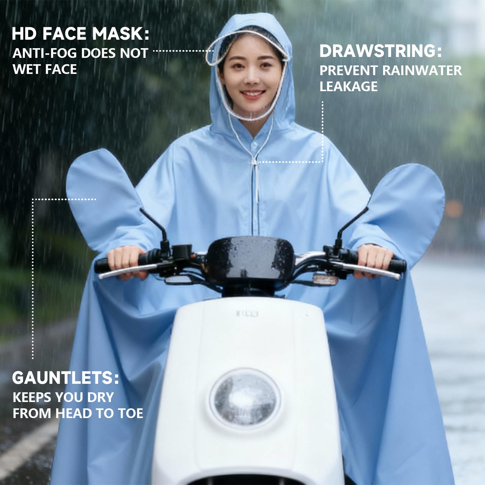 impermeable, material de PVC Ciclo eléctrico Rain Poncho Long Full Body Full Cycling Rain impermeable, para scooters eléctricos