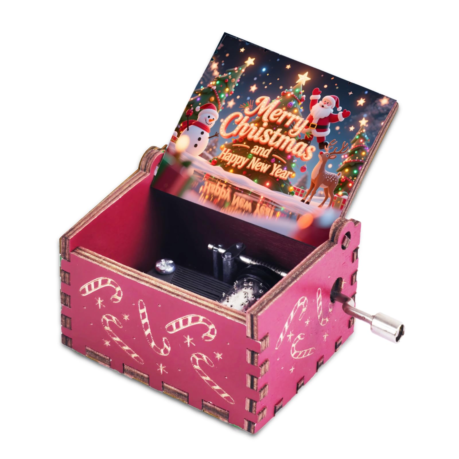 Yesnote Xmas A - Play We Wish You A Merry Christmas Christmas Music Box Gift, Merry Christmas And Happy New Year Gift For Sister Daughter Son Friend Family Hand Crank Music Box Play We Wish You A Merry Christmas