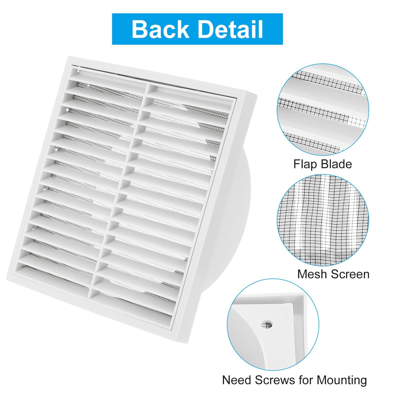 PATIKIL 8 X 4 Pouce Couvercle De Ventilation En Aluminium, Grille D'Aération Pour Grille De Ventilation, Grille à Persiennes Pour HVAC Pour La Maison, La Cuisine, La Cheminée, Argenté