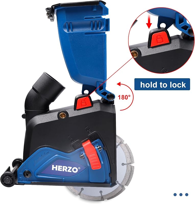 Apărătoare de praf HERZO 125 mm (5 inchi) pentru polizor unghiular, cu racord pentru aspirator și disc de tăiere