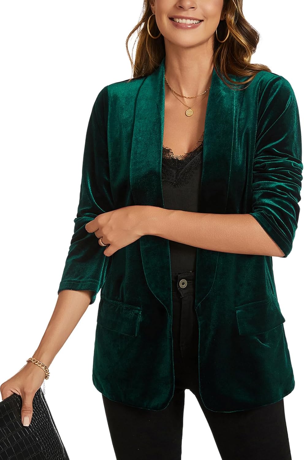 MINTLIMIT Women Velvet Blazer Jackets Long Sleeve Business Suit Lapel Open Front Casual Blazers with Pockets - Image 6