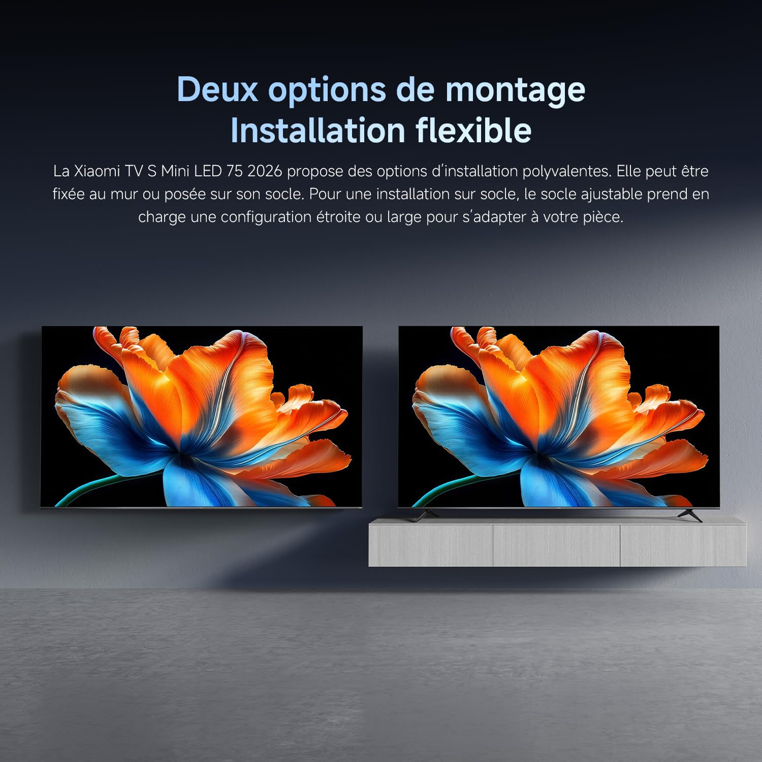 XIAOMI TV S Mini LED 75"(190 cm), QLED Mini LED Télévision, 4K UHD, Smart TV avec Google TV, HDR10+, Triple Tuner, DVB T2, 60Hz avec 120Hz Game Boost Mode, MEMC, Dolby Audio, Airplay 2